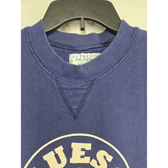 Vintage 1993 GUESS USA Georges Marciano Spellout Blue Sweatshirt Unisex Adult XL - Picture 6 of 11
